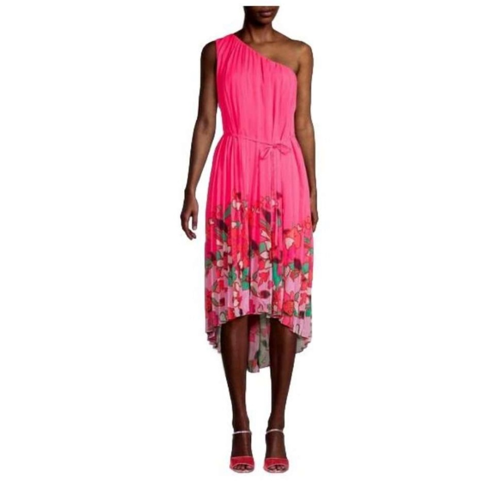TED BAKER Pinata One Shoulder Hi-Lo Maxi floral Dress pink NWT